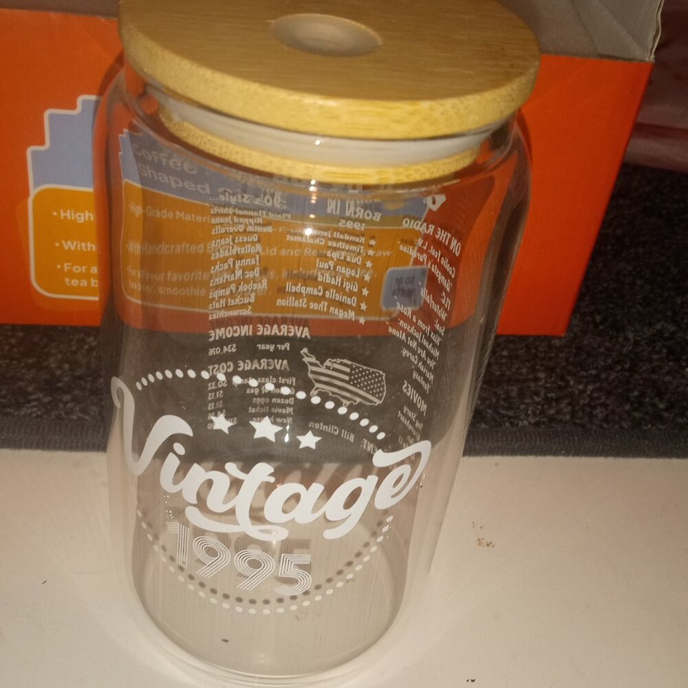 NEW, COFFEE BEER CAN SHAPPED GLASS 16 oz